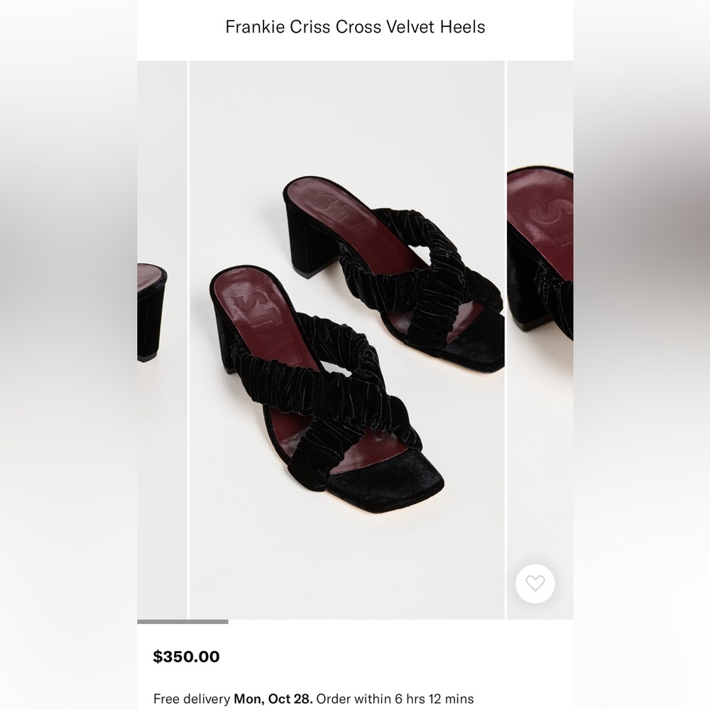 STAUD FRANKIE CRISS CROSS VELVET SANDAL